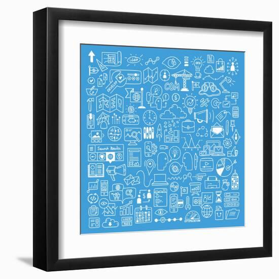 Business and Website Development Doodles Elements-bloomua-Framed Art Print