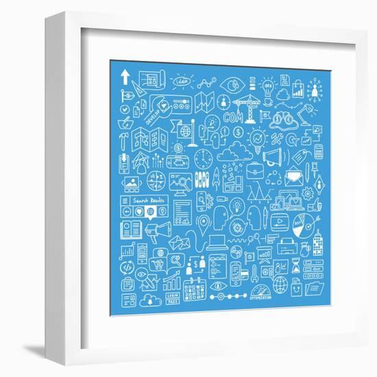 Business and Website Development Doodles Elements-bloomua-Framed Art Print