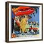 "Business at the Beach," January 23, 1960-James Williamson-Framed Giclee Print