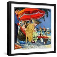 "Business at the Beach," January 23, 1960-James Williamson-Framed Giclee Print