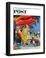 "Business at the Beach," Saturday Evening Post Cover, January 23, 1960-James Williamson-Framed Giclee Print