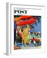 "Business at the Beach," Saturday Evening Post Cover, January 23, 1960-James Williamson-Framed Giclee Print