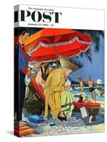 "Business at the Beach," Saturday Evening Post Cover, January 23, 1960-James Williamson-Stretched Canvas