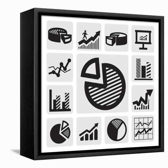 Business Chart Icons-bioraven-Framed Stretched Canvas