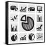 Business Chart Icons-bioraven-Framed Stretched Canvas