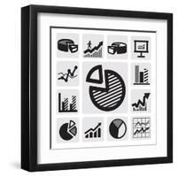 Business Chart Icons-bioraven-Framed Art Print
