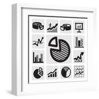 Business Chart Icons-bioraven-Framed Art Print