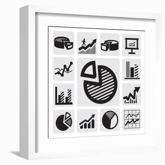 Business Chart Icons-bioraven-Framed Art Print