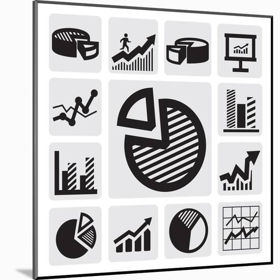 Business Chart Icons-bioraven-Mounted Art Print