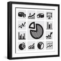 Business Chart Icons-bioraven-Framed Art Print