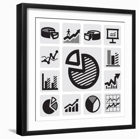 Business Chart Icons-bioraven-Framed Art Print