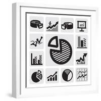 Business Chart Icons-bioraven-Framed Art Print