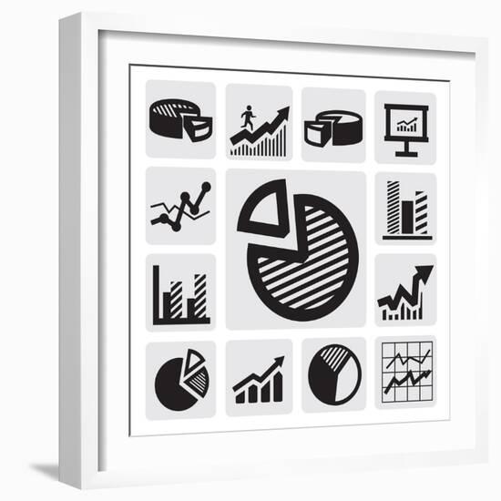 Business Chart Icons-bioraven-Framed Art Print