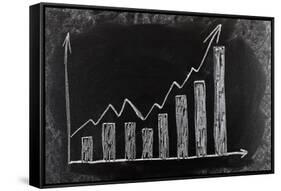 Business Chart on Blackboard Showing Increase in Sales-olechowski-Framed Stretched Canvas