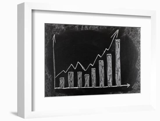 Business Chart on Blackboard Showing Increase in Sales-olechowski-Framed Photographic Print