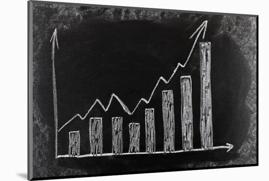 Business Chart on Blackboard Showing Increase in Sales-olechowski-Mounted Photographic Print