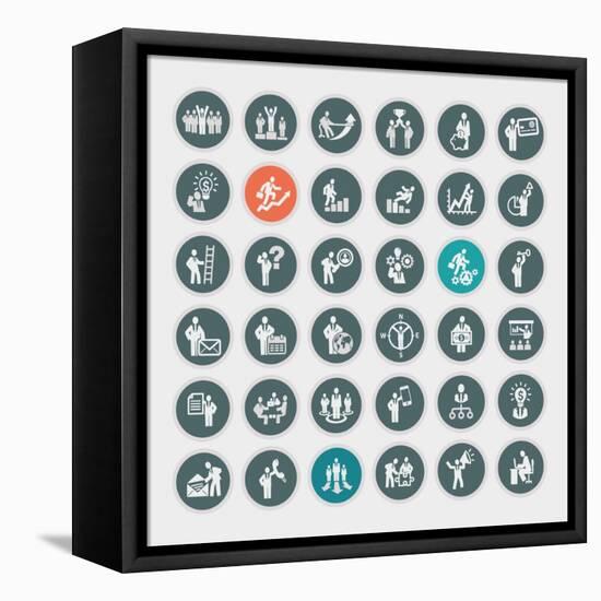 Business Concept Icons-PureSolution-Framed Stretched Canvas