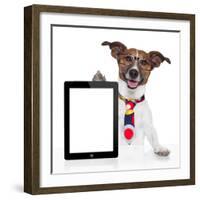 Business Dog Tablet Pc Ebook-Javier Brosch-Framed Photographic Print