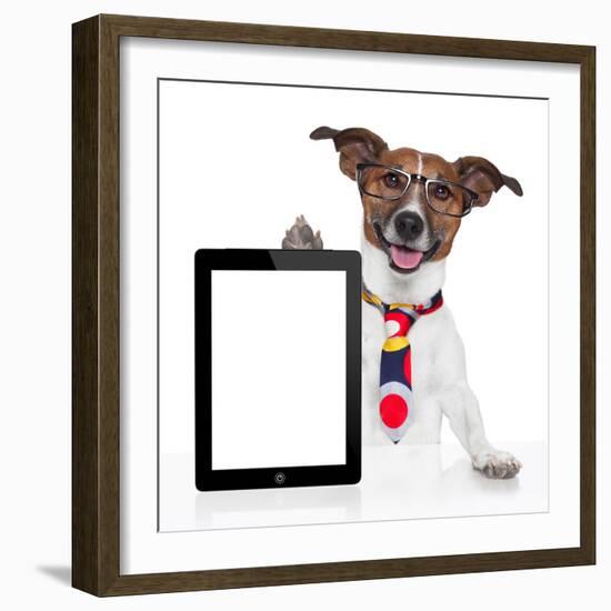 Business Dog Tablet Pc Ebook-Javier Brosch-Framed Photographic Print