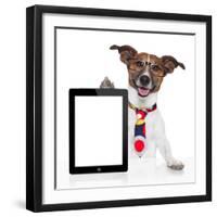 Business Dog Tablet Pc Ebook-Javier Brosch-Framed Photographic Print