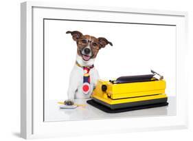 Business Dog Typewriter-Javier Brosch-Framed Photographic Print