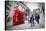 Business Life Concept in London, the Uk. Red Phone Booth, People in Suits Walking-Michal Bednarek-Stretched Canvas