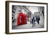 Business Life Concept in London, the Uk. Red Phone Booth, People in Suits Walking-Michal Bednarek-Framed Photographic Print