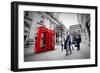 Business Life Concept in London, the Uk. Red Phone Booth, People in Suits Walking-Michal Bednarek-Framed Photographic Print