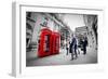 Business Life Concept in London, the Uk. Red Phone Booth, People in Suits Walking-Michal Bednarek-Framed Photographic Print