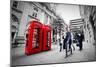 Business Life Concept in London, the Uk. Red Phone Booth, People in Suits Walking-Michal Bednarek-Mounted Photographic Print