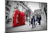 Business Life Concept in London, the Uk. Red Phone Booth, People in Suits Walking-Michal Bednarek-Mounted Photographic Print