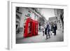 Business Life Concept in London, the Uk. Red Phone Booth, People in Suits Walking-Michal Bednarek-Framed Photographic Print