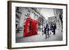 Business Life Concept in London, the Uk. Red Phone Booth, People in Suits Walking-Michal Bednarek-Framed Photographic Print