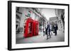 Business Life Concept in London, the Uk. Red Phone Booth, People in Suits Walking-Michal Bednarek-Framed Photographic Print