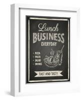 Business Lunch Poster on Blackboard-hoverfly-Framed Art Print