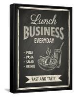 Business Lunch Poster on Blackboard-hoverfly-Framed Stretched Canvas