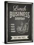 Business Lunch Poster on Blackboard-hoverfly-Stretched Canvas
