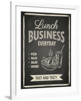 Business Lunch Poster on Blackboard-hoverfly-Framed Art Print