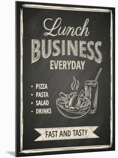 Business Lunch Poster on Blackboard-hoverfly-Mounted Art Print