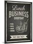 Business Lunch Poster on Blackboard-hoverfly-Mounted Art Print