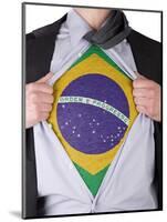 Business Man With Brazilian Flag T-Shirt-IJdema-Mounted Art Print