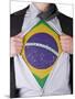 Business Man With Brazilian Flag T-Shirt-IJdema-Mounted Art Print