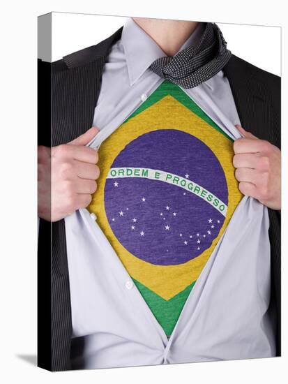 Business Man With Brazilian Flag T-Shirt-IJdema-Stretched Canvas