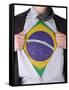 Business Man With Brazilian Flag T-Shirt-IJdema-Framed Stretched Canvas