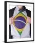 Business Man With Brazilian Flag T-Shirt-IJdema-Framed Art Print