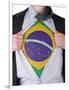 Business Man With Brazilian Flag T-Shirt-IJdema-Framed Art Print