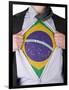 Business Man With Brazilian Flag T-Shirt-IJdema-Framed Art Print