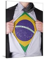 Business Man With Brazilian Flag T-Shirt-IJdema-Stretched Canvas