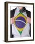 Business Man With Brazilian Flag T-Shirt-IJdema-Framed Art Print