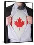 Business Man With Canadian Flag T-Shirt-IJdema-Framed Stretched Canvas